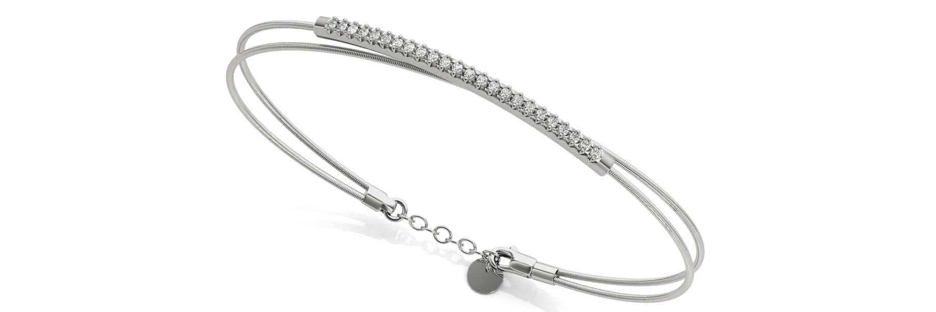 Flexible Cross Over Bangles (1/8 ct. tw.), Top view in white gold or platinum