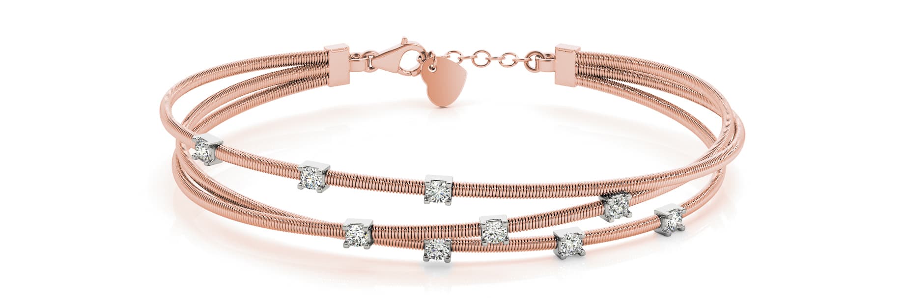 Multi-Row Cross Over Flex Bangle (1/4 ct. tw.), Front view in rose gold