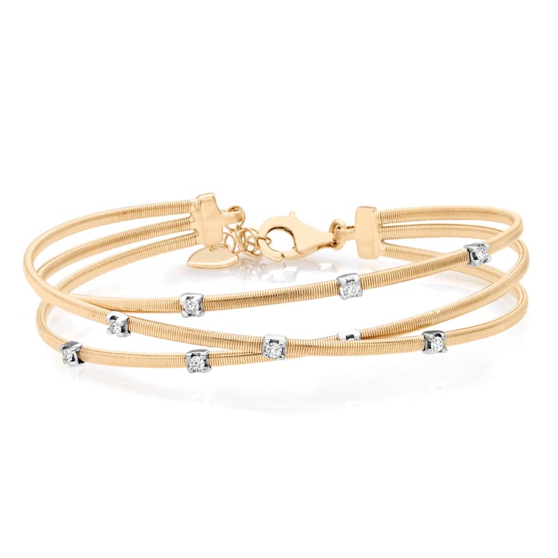 Multi-Row Cross Over Flex Bangle (1/4 ct. tw.), Side view in yellow gold