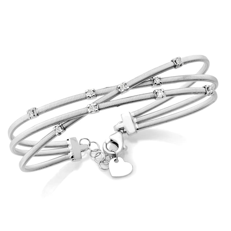 Multi-Row Cross Over Flex Bangle (1/4 ct. tw.), Side view in white gold or platinum