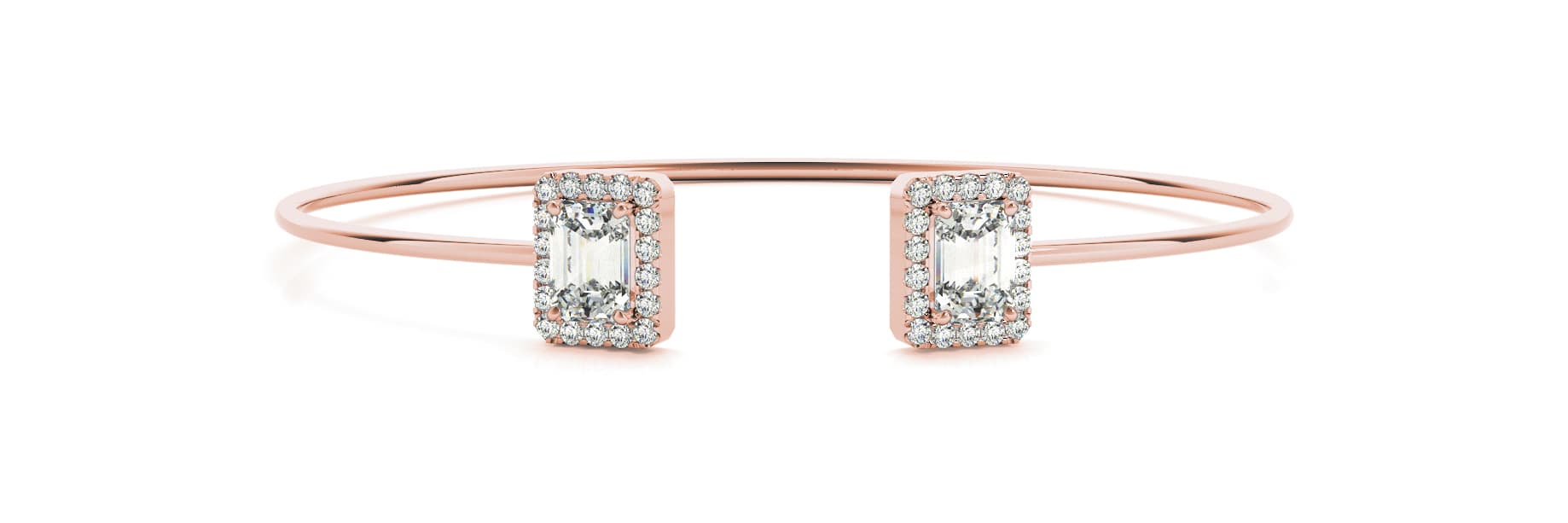 Ec Halo End Cap Wire Flexible Cuff (3/8 ct. tw.), Front view in rose gold