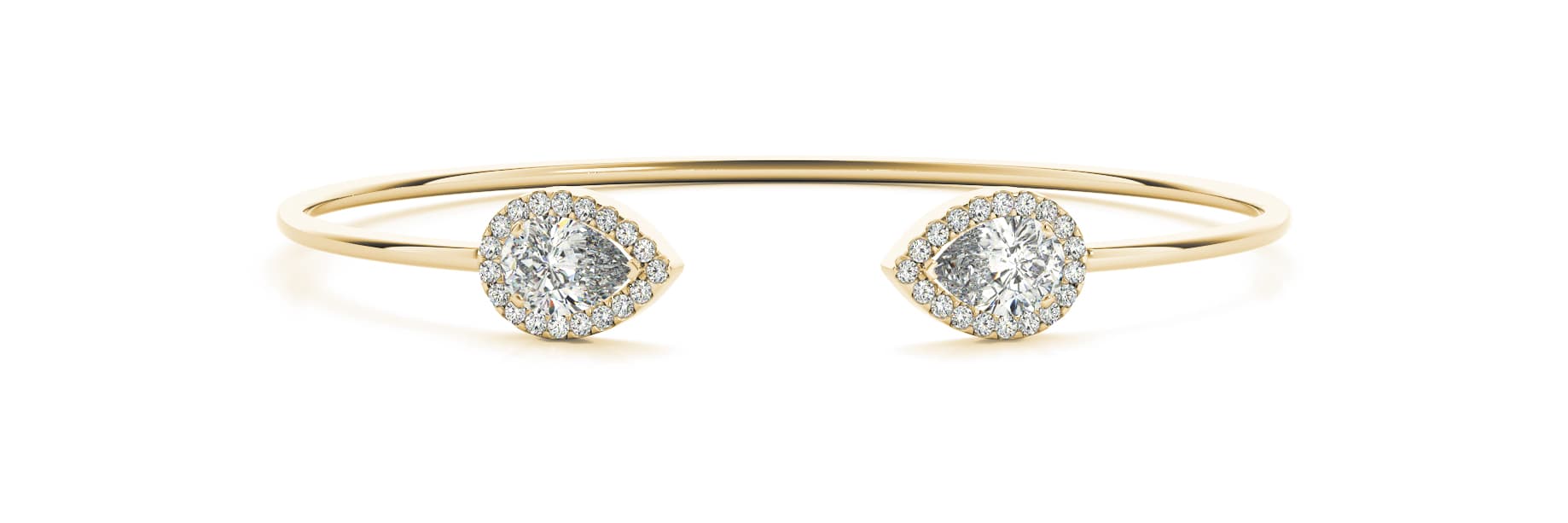 Pear Halo Open Bangle (1/4 ct. tw.), Front view in yellow gold