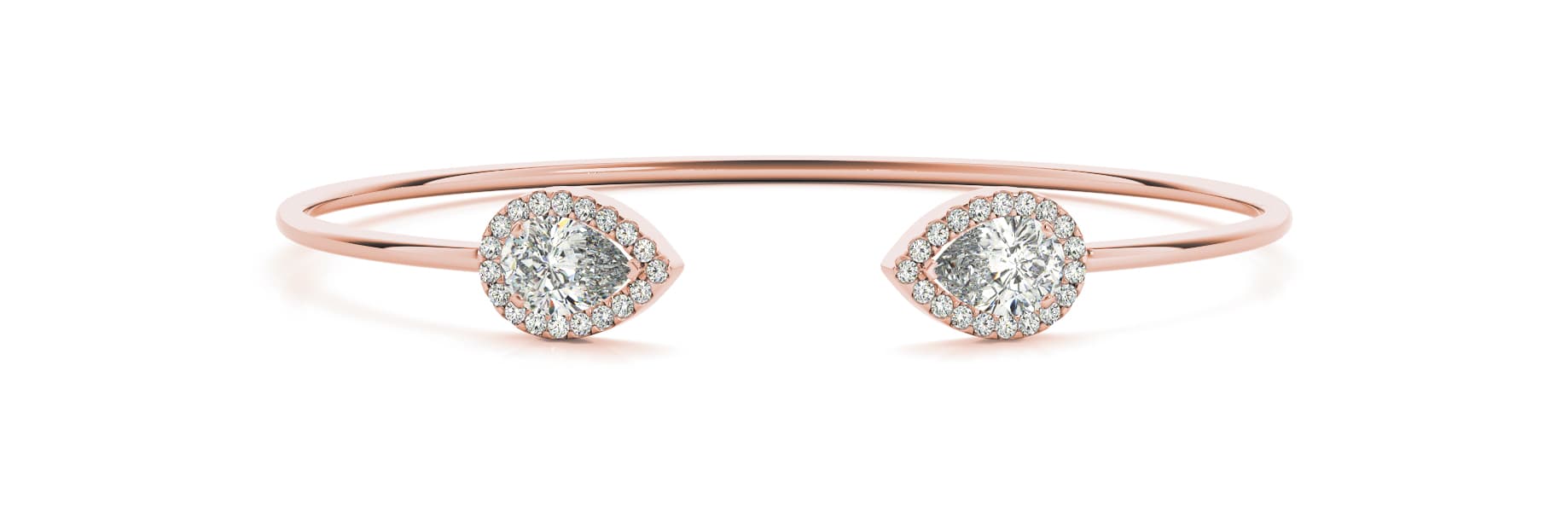 Pear Halo Open Bangle (1/4 ct. tw.), Front view in rose gold