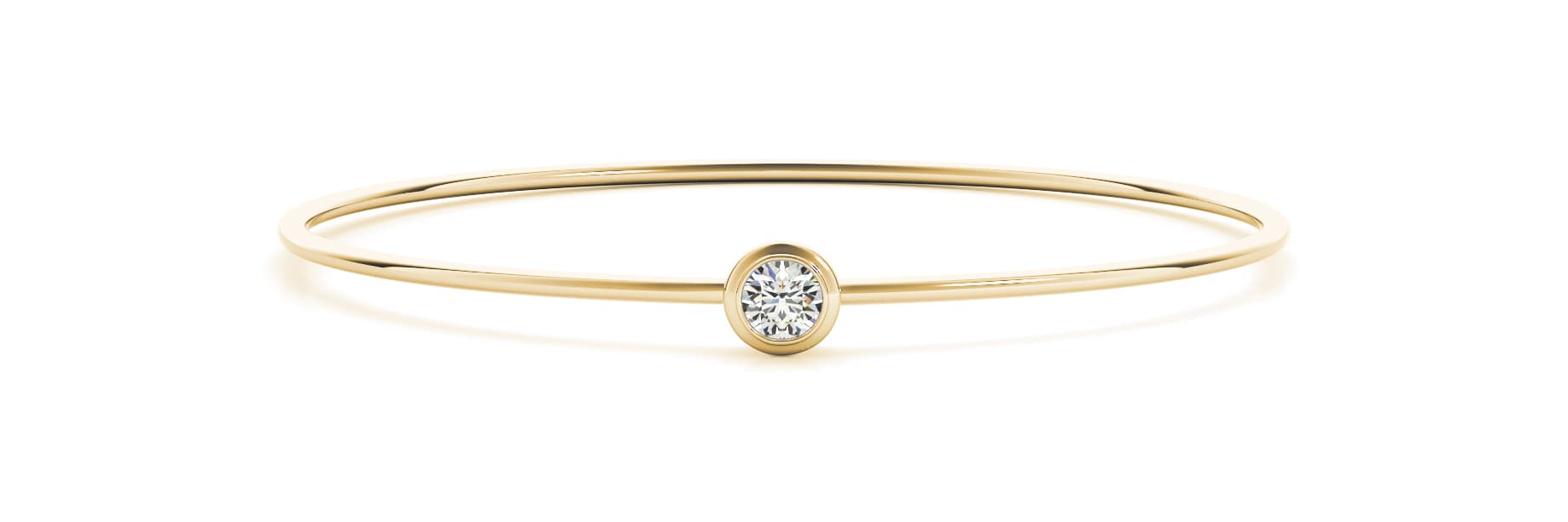 Round Bezel Set Flexible Bangle, Front view in yellow gold