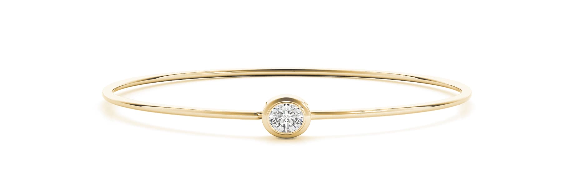 Oval Bezel Set Wire Flexible Bangle, Front view in yellow gold