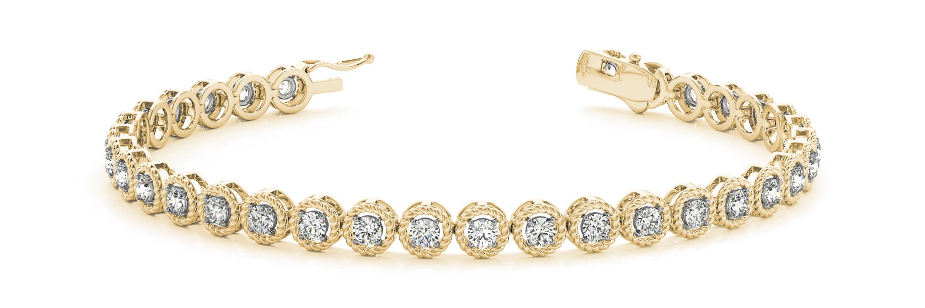 Rope/dia Design Bracelet (1.98 ct. tw.), Front view in yellow gold