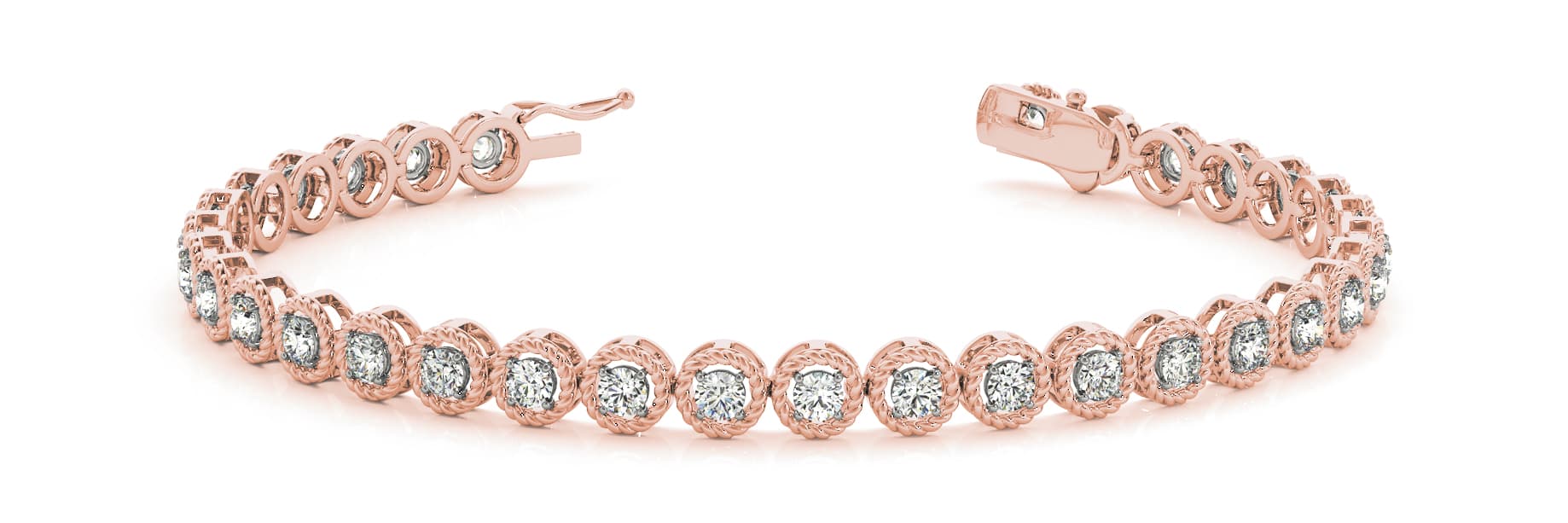 Rope/dia Design Bracelet (1.98 ct. tw.), Front view in rose gold