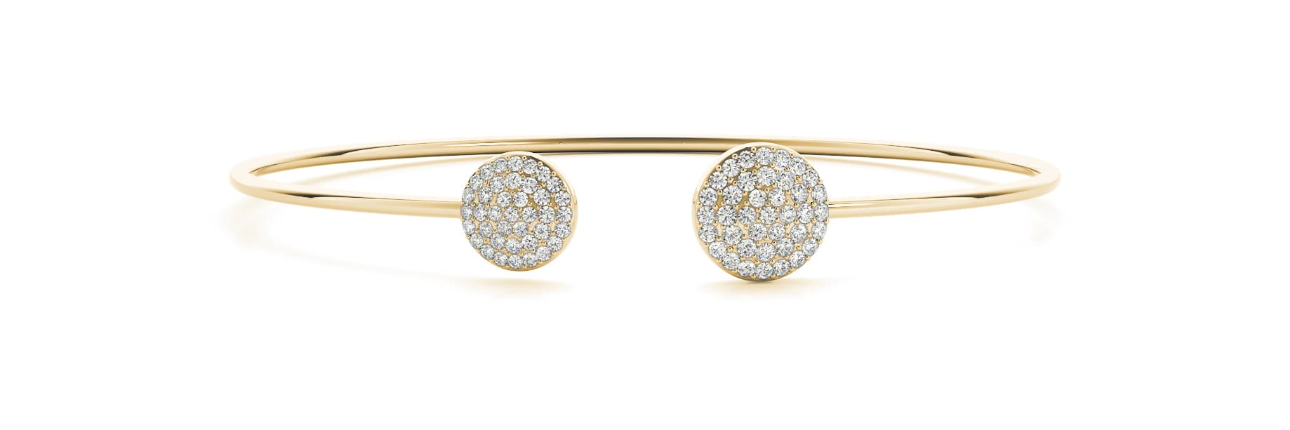 Round End-Cap Flexible Cuff (0.46 ct. tw.), Front view in yellow gold