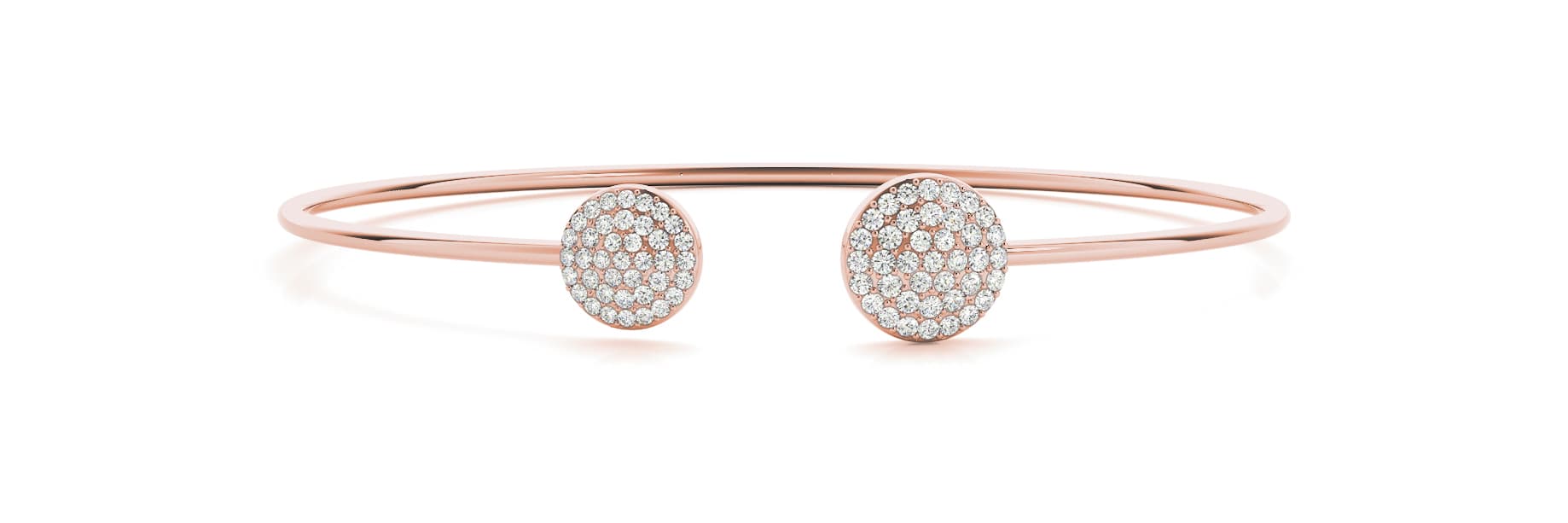 Round End-Cap Flexible Cuff (0.46 ct. tw.), Front view in rose gold
