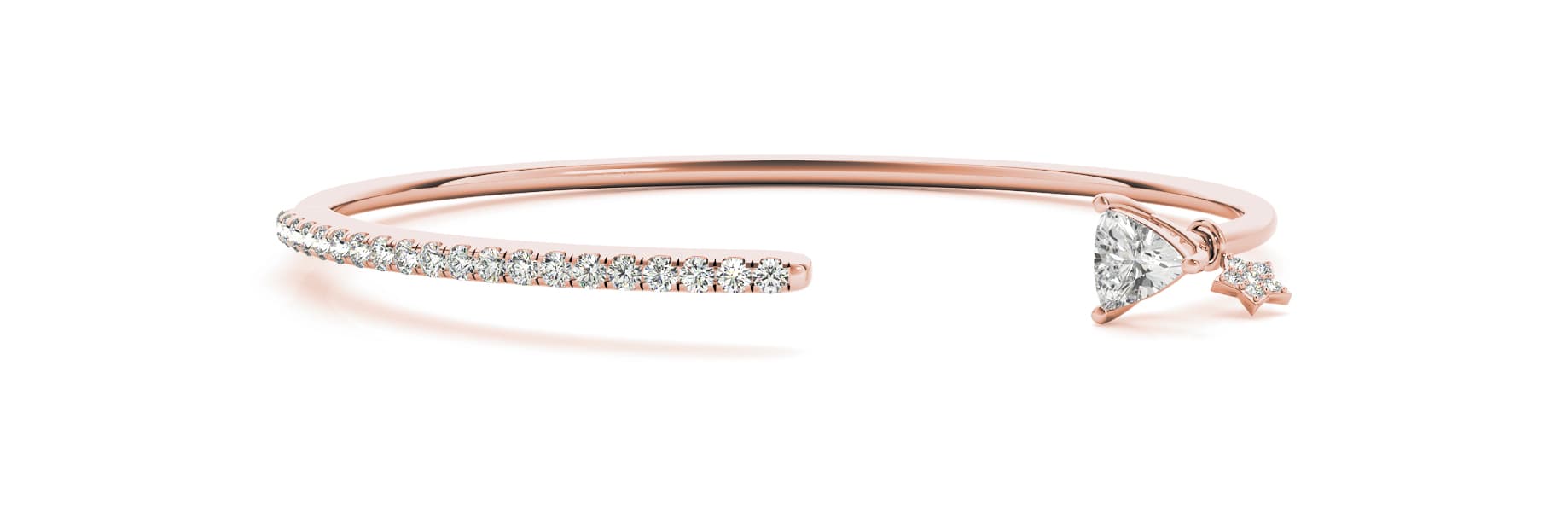 Tr Stone/star Charm End Cap Cuff, Front view in rose gold