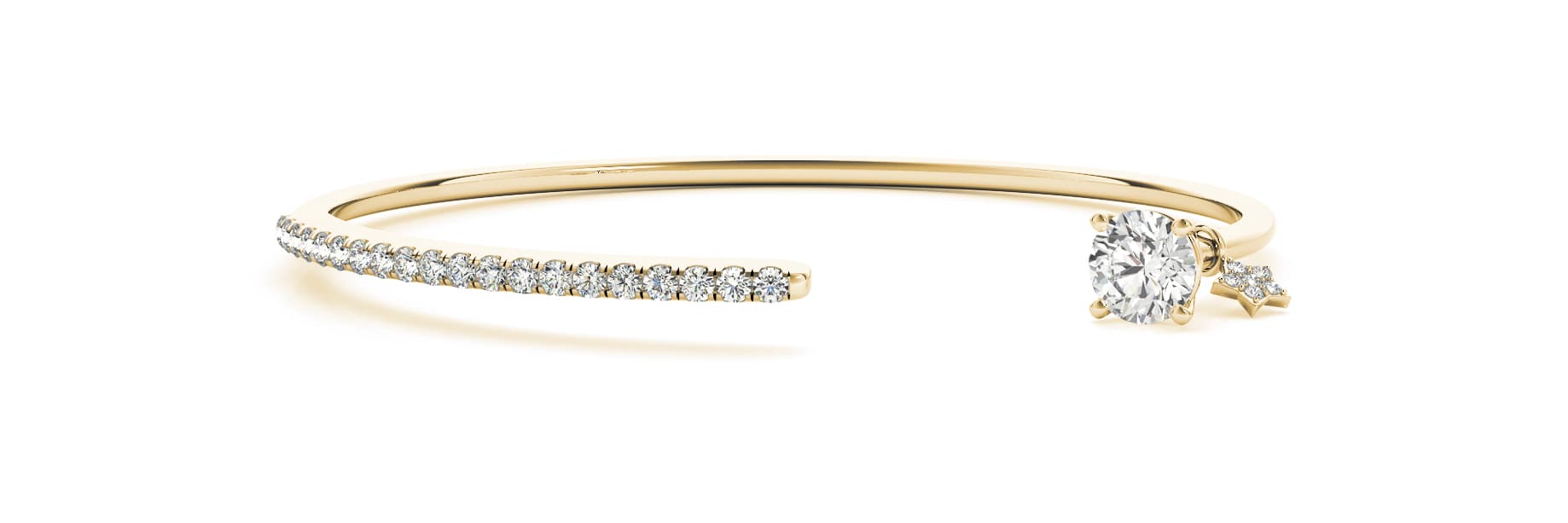 Split Prong Fashion Open Bracelets, Front view in yellow gold