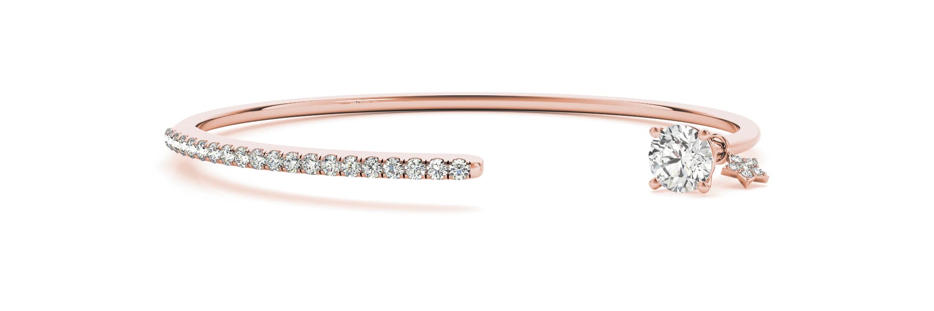 Split Prong Fashion Open Bracelets, Front view in rose gold