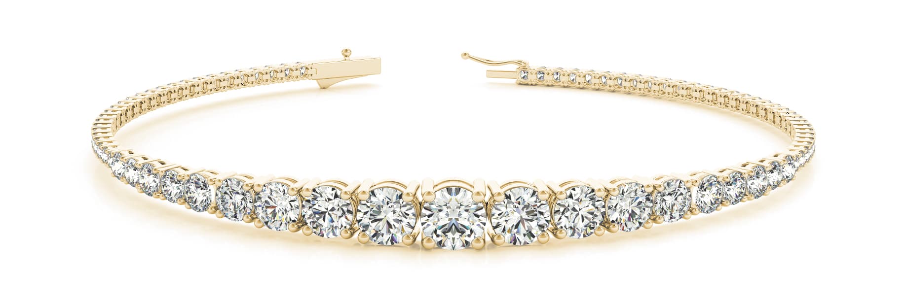 Graduating Tennis Bracelet (2.8 ct. tw.), Front view in yellow gold