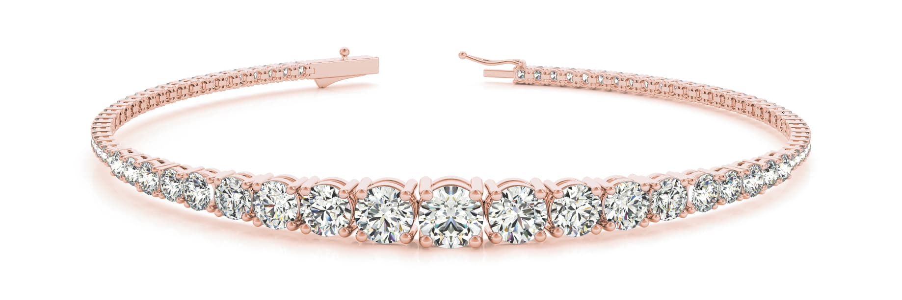 Graduating Tennis Bracelet (2.8 ct. tw.), Front view in rose gold