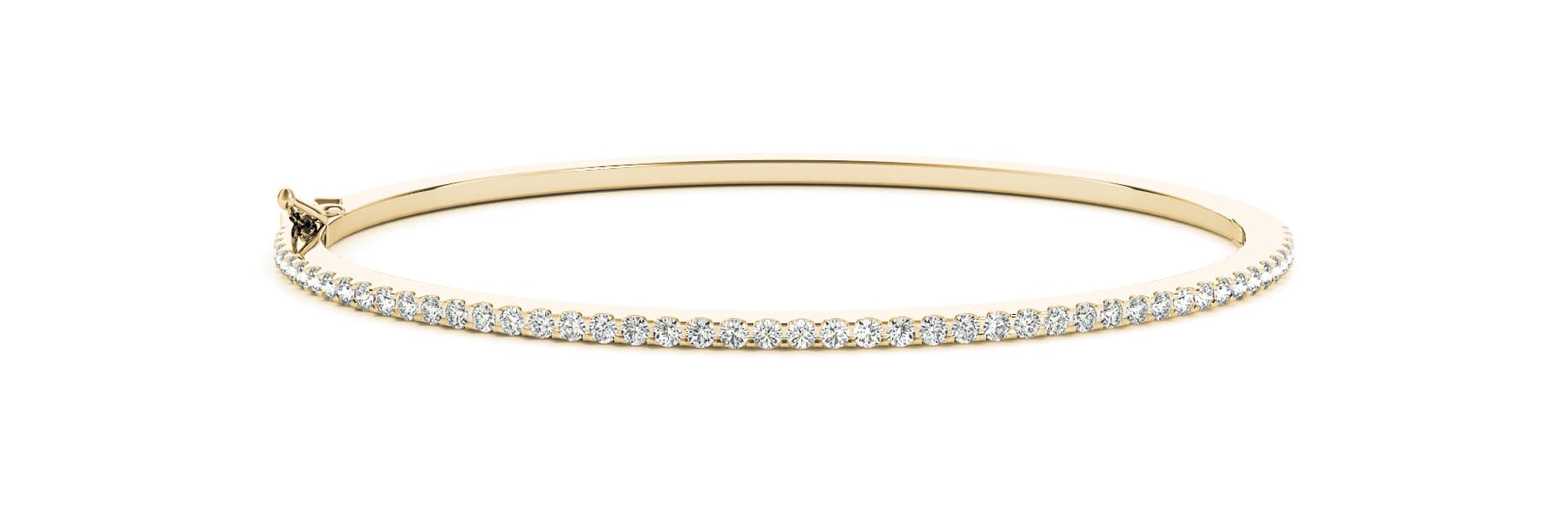 Hinged In-Line Bangle (1/2 ct. tw.), Front view in yellow gold