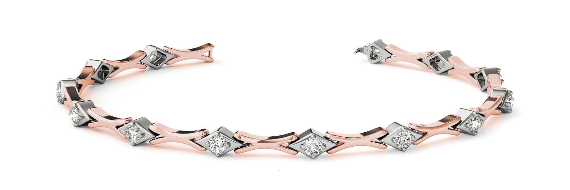 Prong Set Tennis Bracelets (0.91 ct. tw.), Front view in rose gold