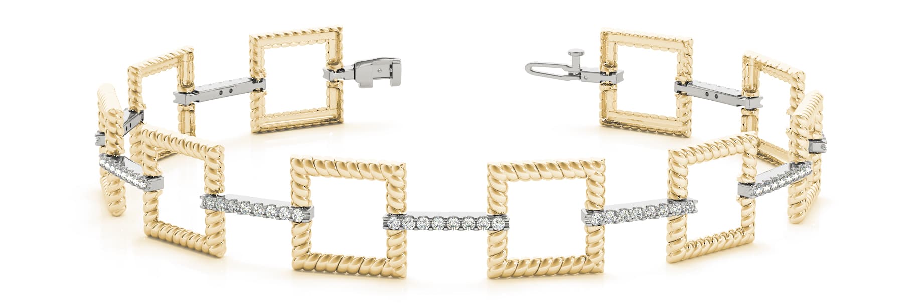 Sq/diamond Bar Bracelet (1.03 ct. tw.), Front view in yellow gold
