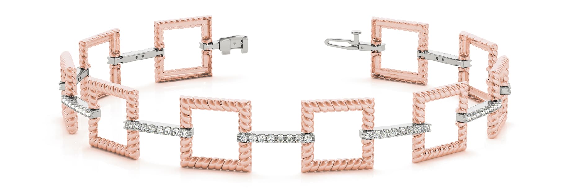Sq/diamond Bar Bracelet (1.03 ct. tw.), Front view in rose gold