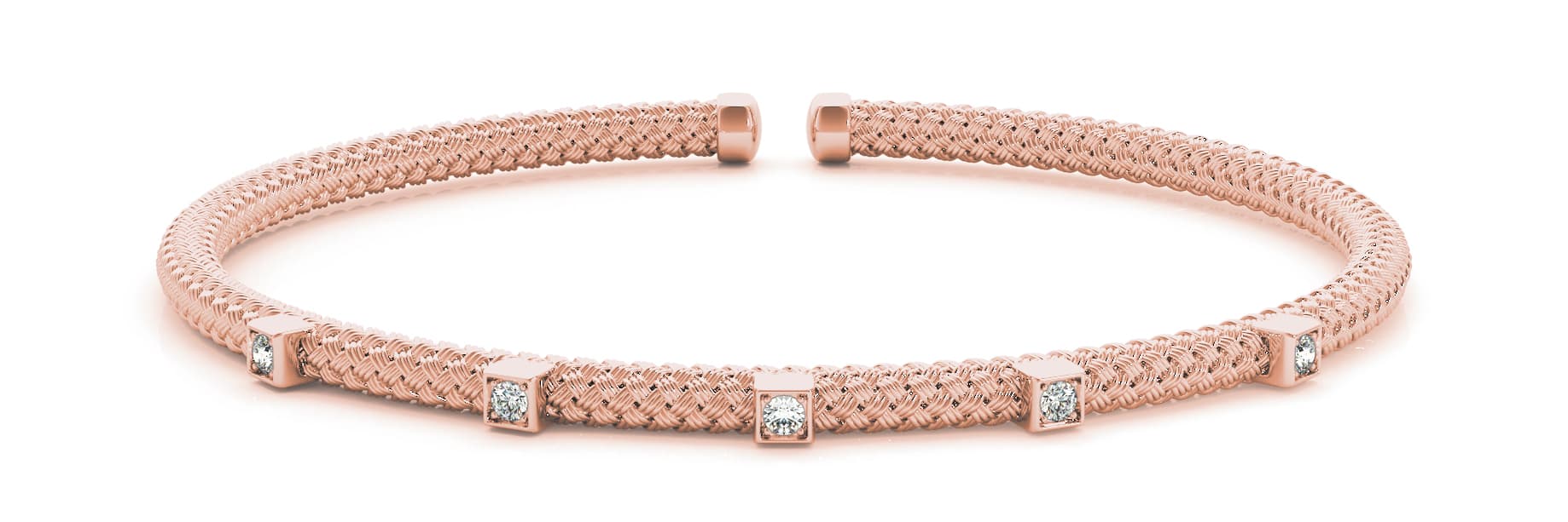 Square Flexible Stackable Cuff (0.15 ct. tw.), Front view in rose gold