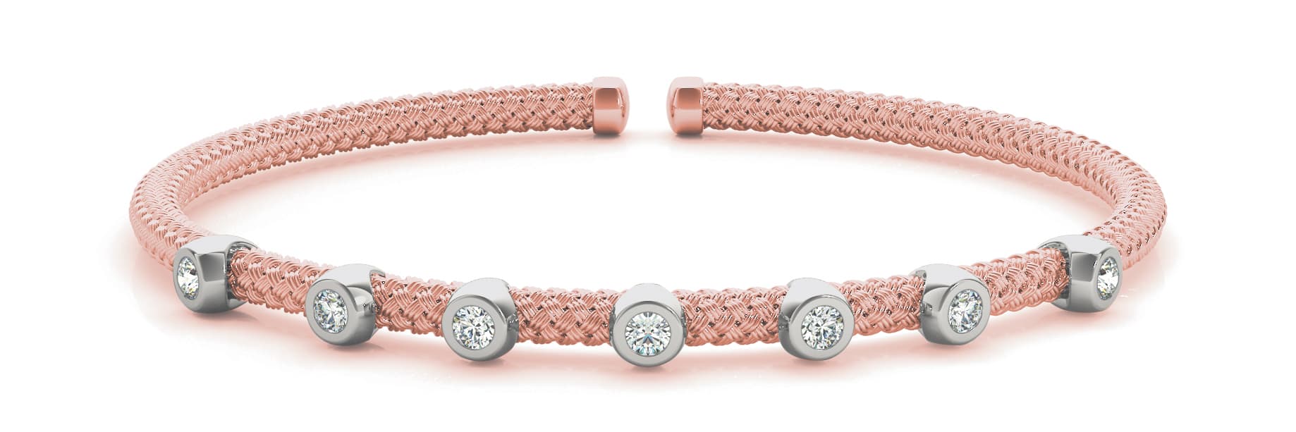 Bezel Set Flexible Stackable Cuff (0.05 ct. tw.), Front view in rose gold