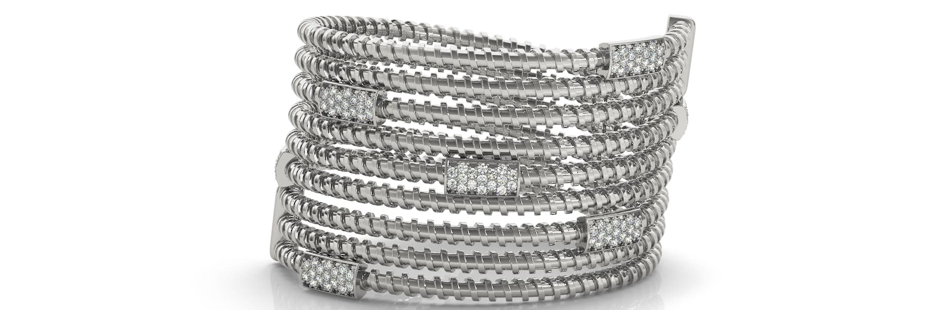 Corkscrew Spiral Diamond Station Bangle (7/8 ct. tw.), Front view in yellow gold