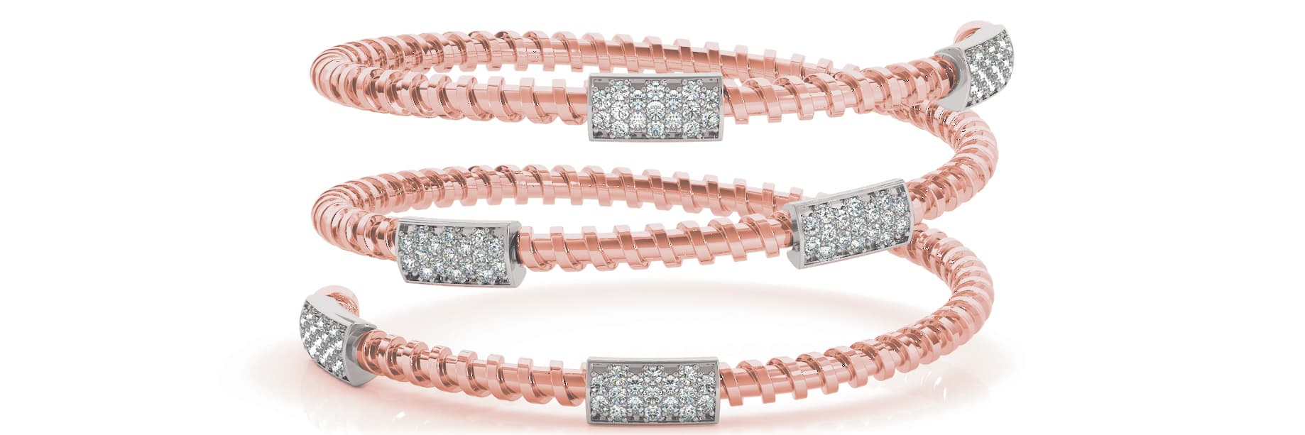 Cork Screw Spiral Station Bangle (0.77 ct. tw.), Front view in rose gold