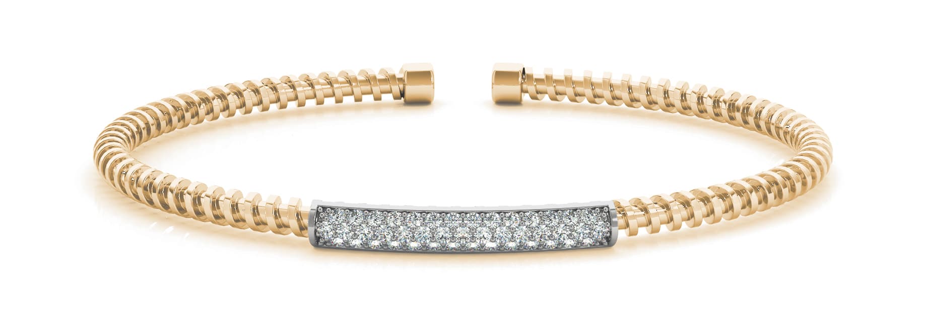Multi-Row Pavé Flexible Cuff (0.53 ct. tw.), Front view in yellow gold
