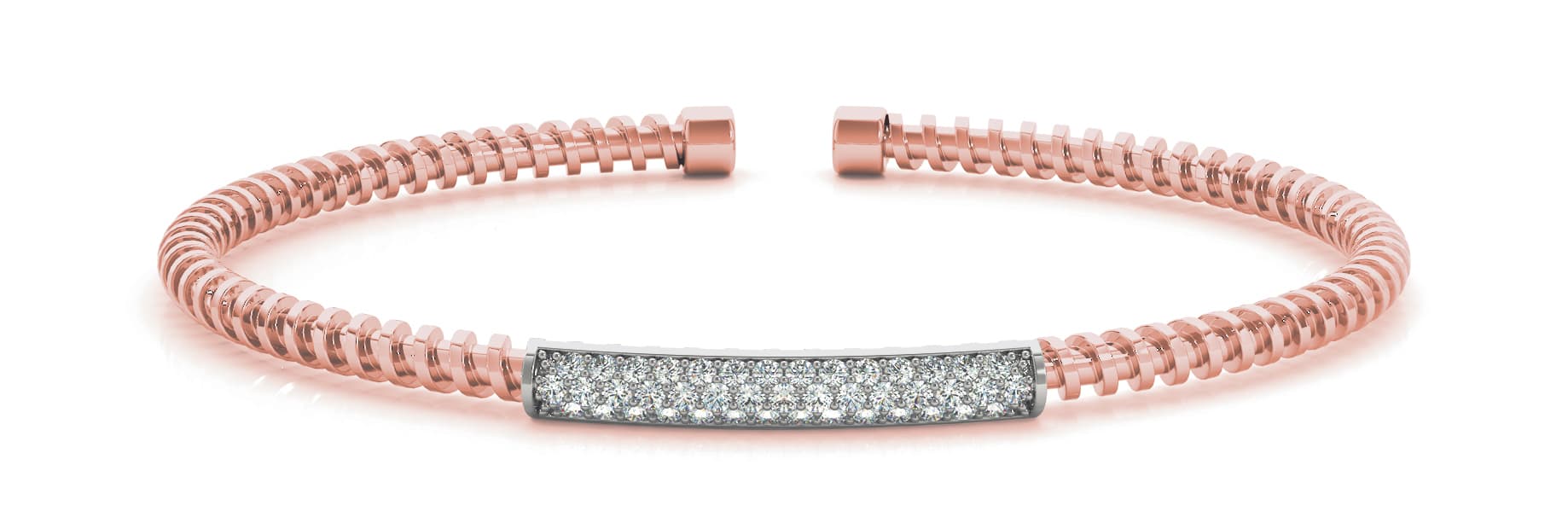 Multi-Row Pavé Flexible Cuff (0.53 ct. tw.), Front view in rose gold