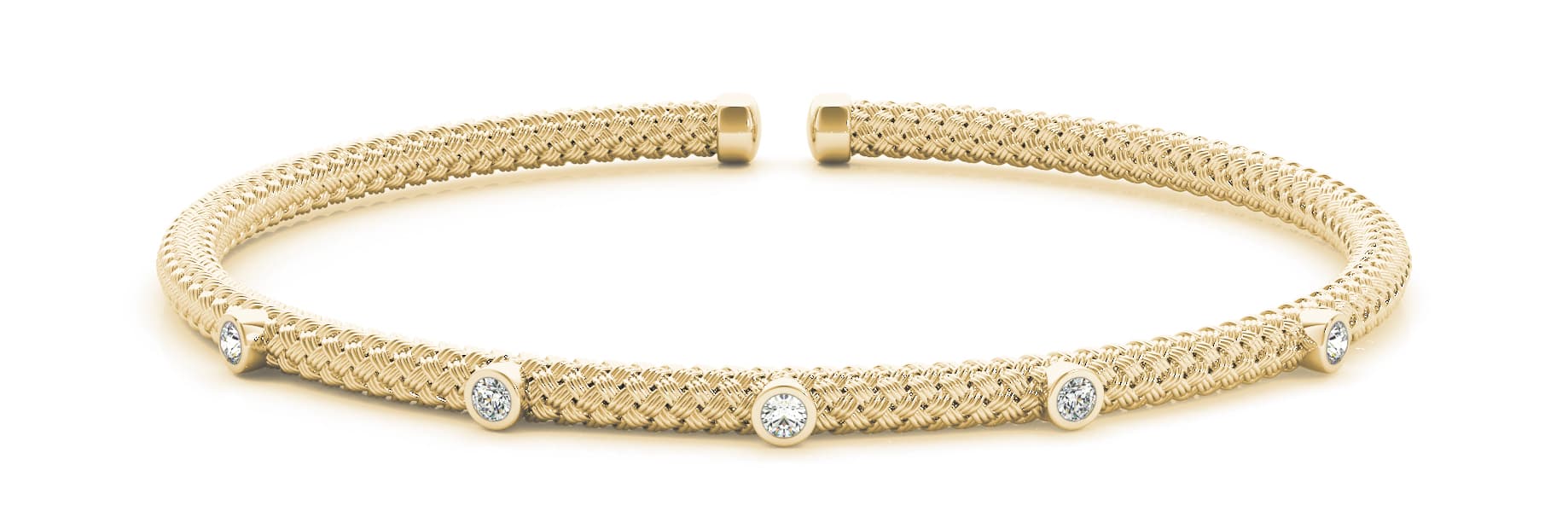 Bezel Set Stackable Bangles (0.03 ct. tw.), Front view in yellow gold