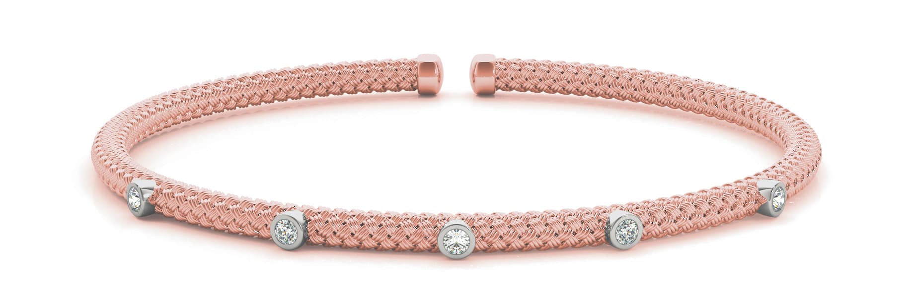 Bezel Set Stackable Bangles (0.03 ct. tw.), Front view in rose gold