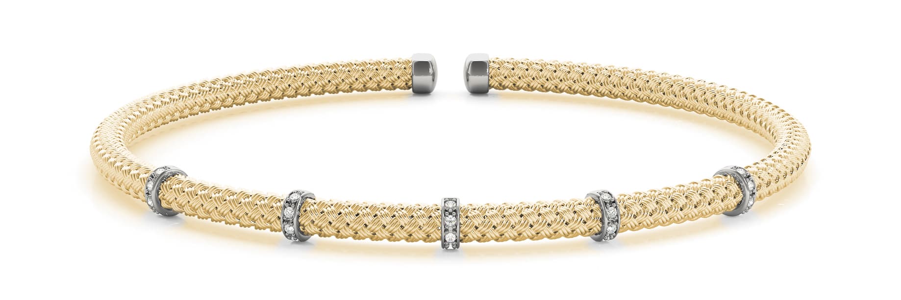 Flexible Stackable Cuff (0.09 ct. tw.), Front view in yellow gold