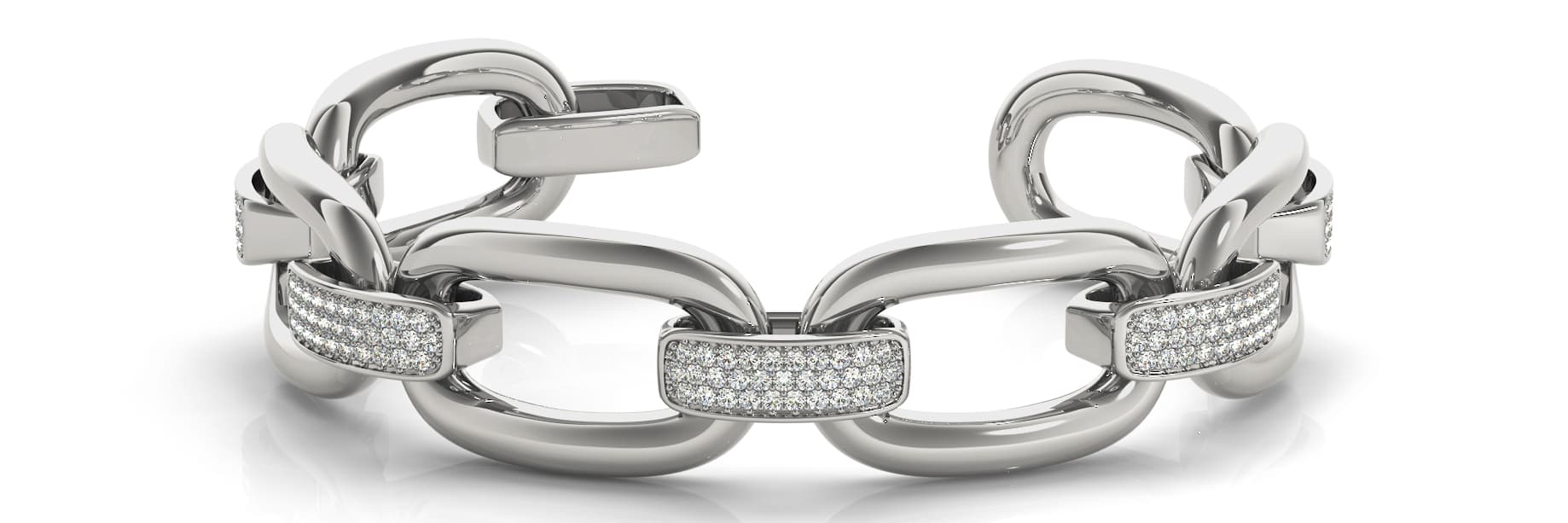 Ex Lrg Link/dia connector Bracelet (1 5/8 ct. tw.), Front view in yellow gold