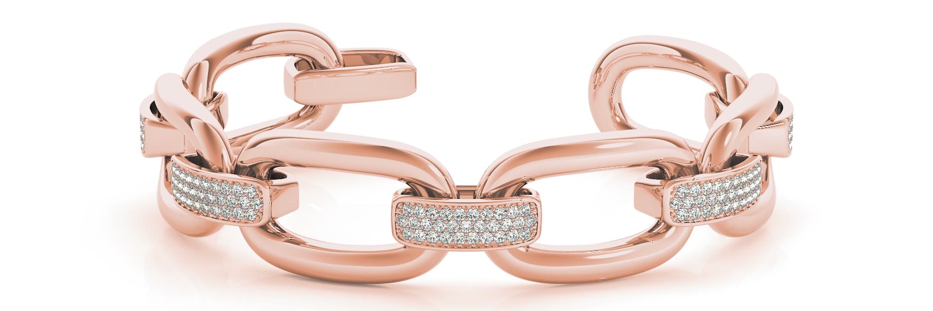 Ex Lrg Link/dia connector Bracelet (1 5/8 ct. tw.), Front view in rose gold