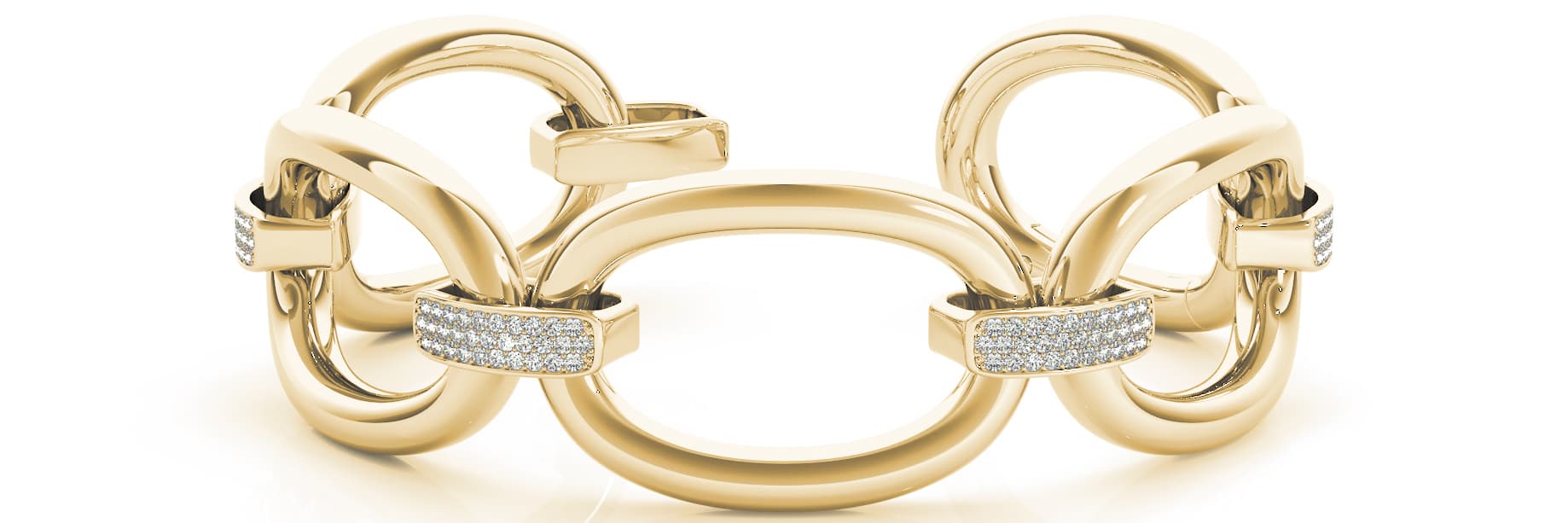Ex Lrg Link/dia connector Bracelet (1 1/3 ct. tw.), Front view in yellow gold