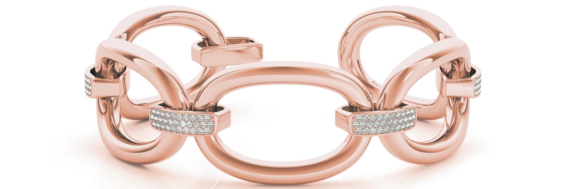 Ex Lrg Link/dia connector Bracelet (1 1/3 ct. tw.), Front view in rose gold