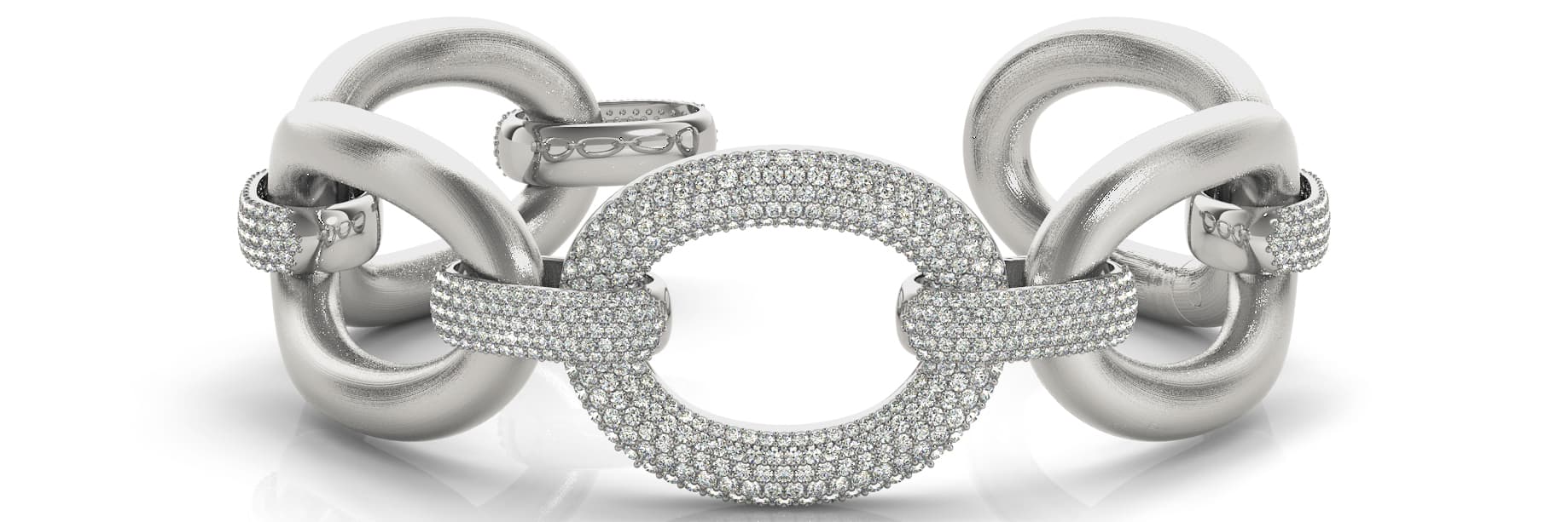 Ex Lrg Link/dia connector Bracelet (5.17 ct. tw.), Front view in yellow gold