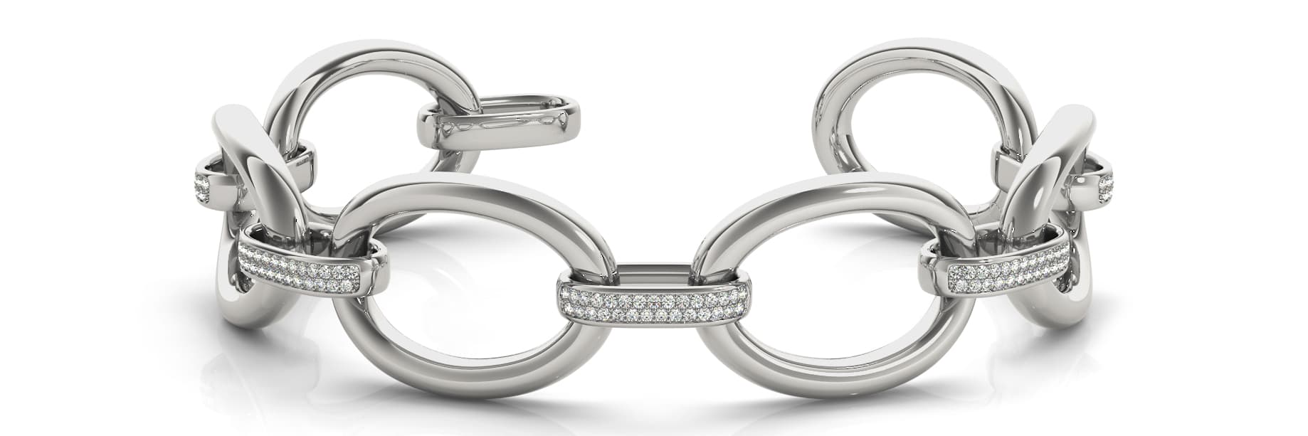 Large Link/dia connector Bracelet (1 1/3 ct. tw.), Front view in yellow gold