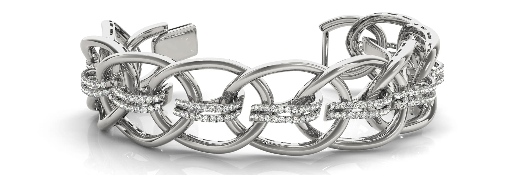 Lrg Double Interlock Link Bracelet (3 1/2 ct. tw.), Front view in rose gold