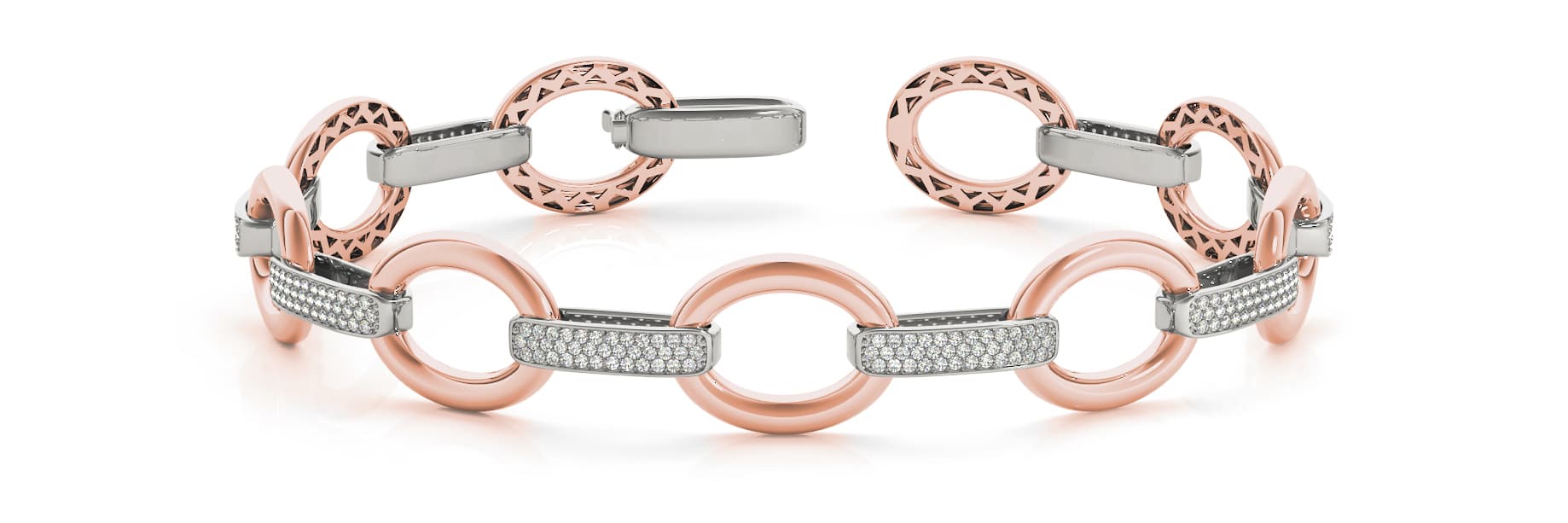 Large Link/dia connector Bracelet (2.22 ct. tw.), Front view in rose gold