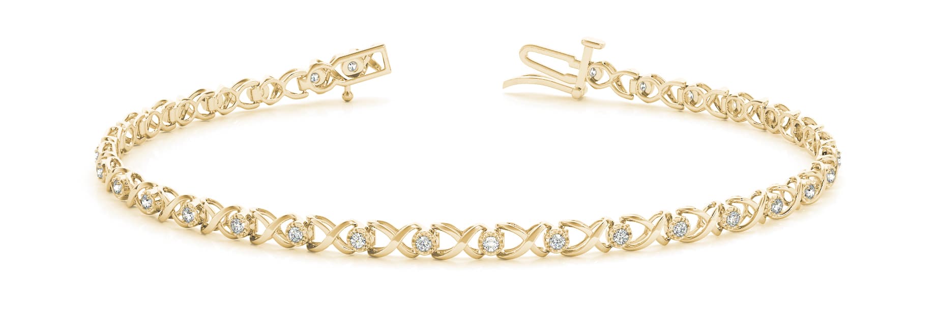 Light Weight XO Bracelet (0.29 ct. tw.), Front view in yellow gold