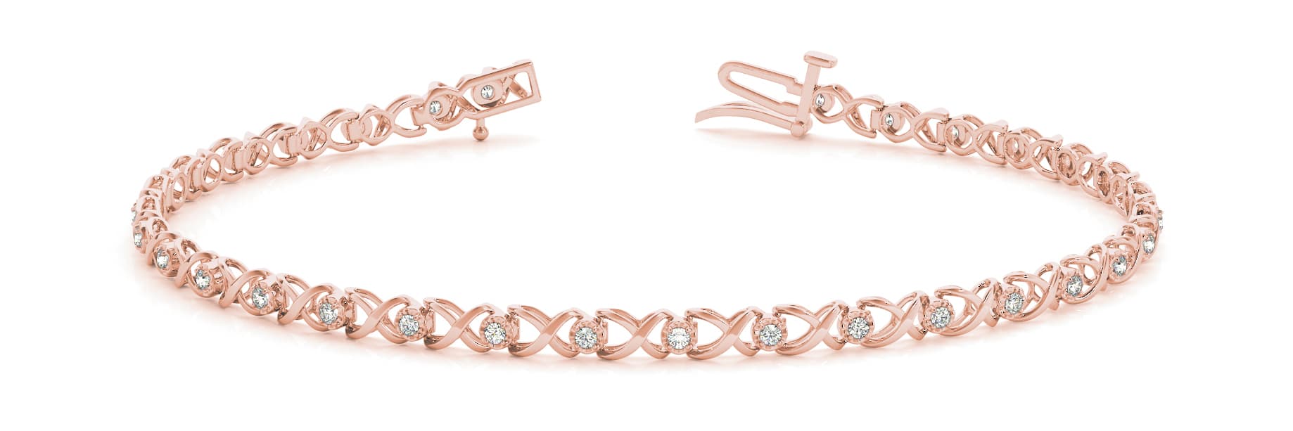 Light Weight XO Bracelet (0.29 ct. tw.), Front view in rose gold