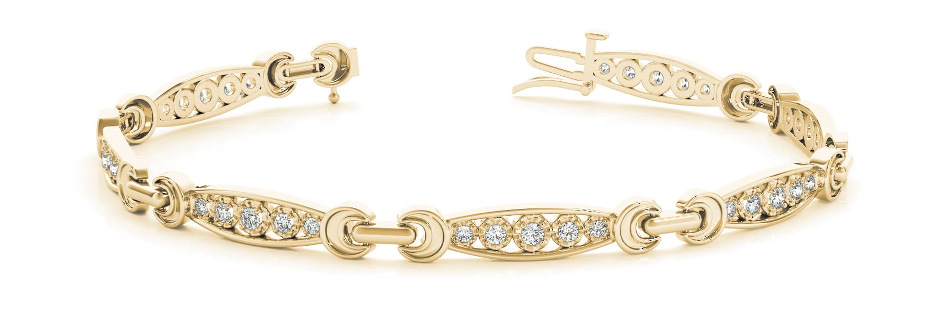 Light Weight Link Bracelet (3/8 ct. tw.), Front view in yellow gold
