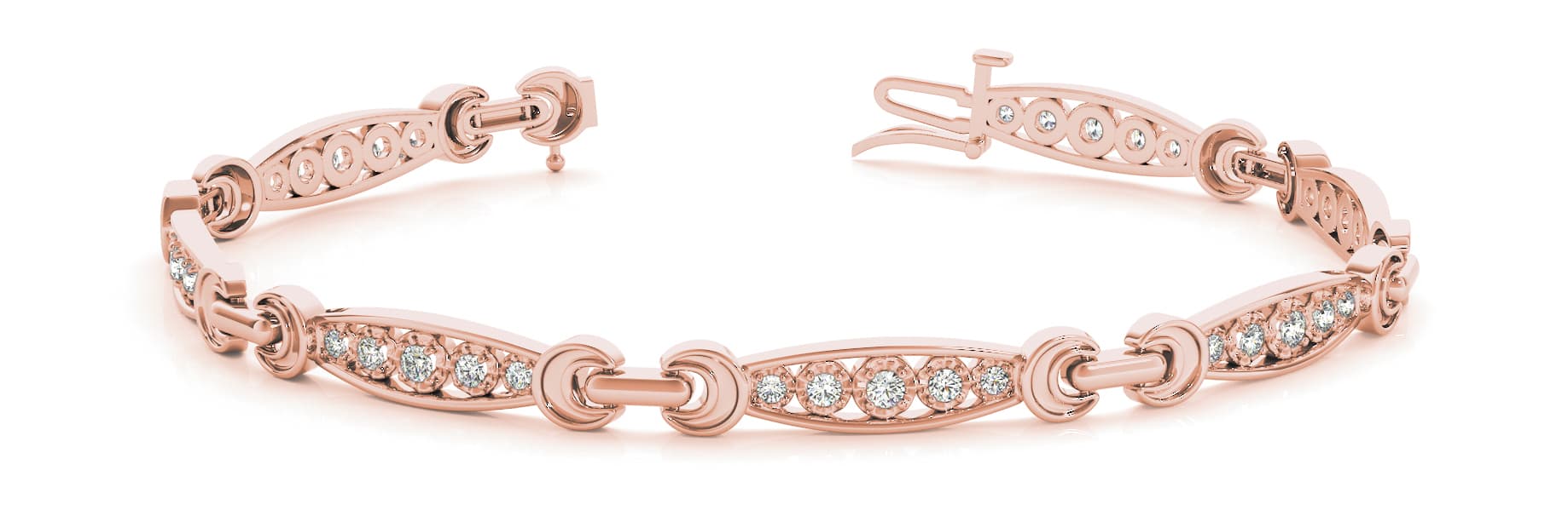 Light Weight Link Bracelet (3/8 ct. tw.), Front view in rose gold