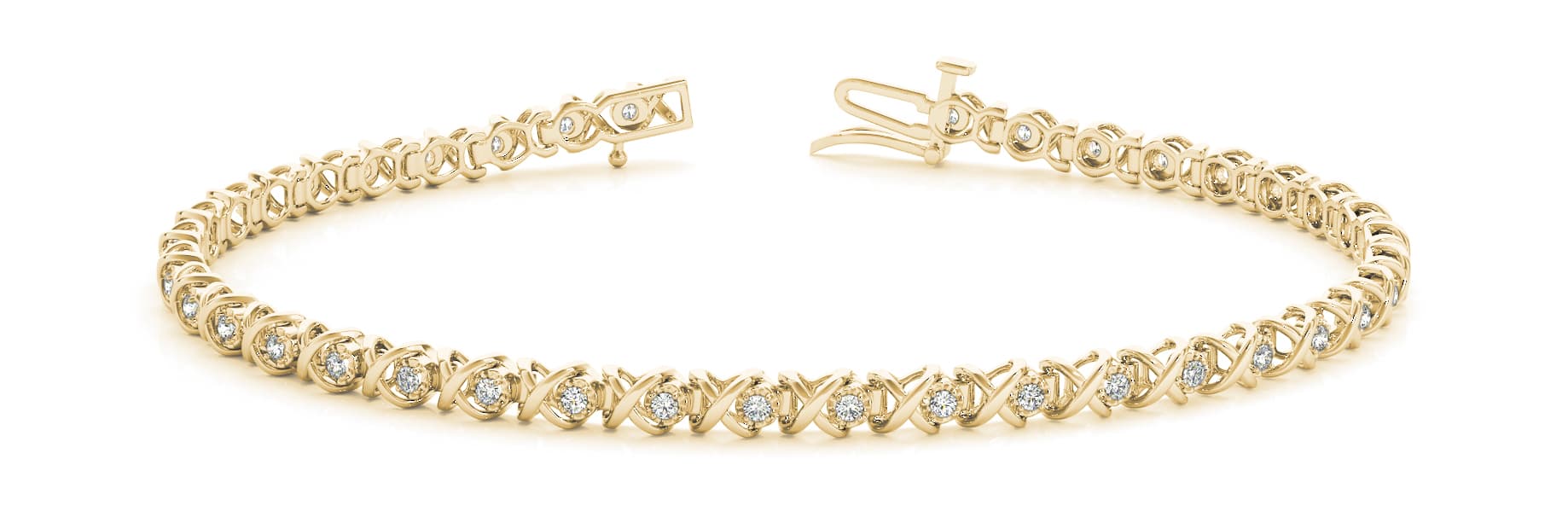 XO Round Tennis Bracelet (3/8 ct. tw.), Front view in yellow gold