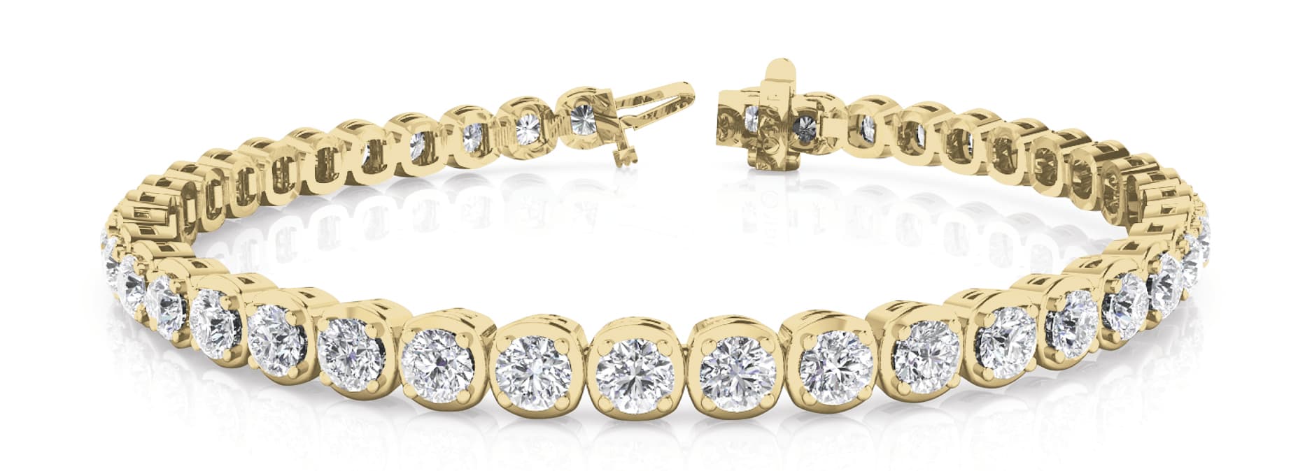 Prong Set Tennis Bracelets (1.97 ct. tw.), Front view in yellow gold