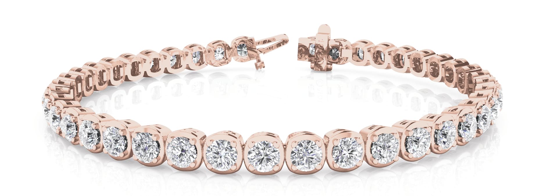 Prong Set Tennis Bracelets (5.04 ct. tw.), Front view in rose gold