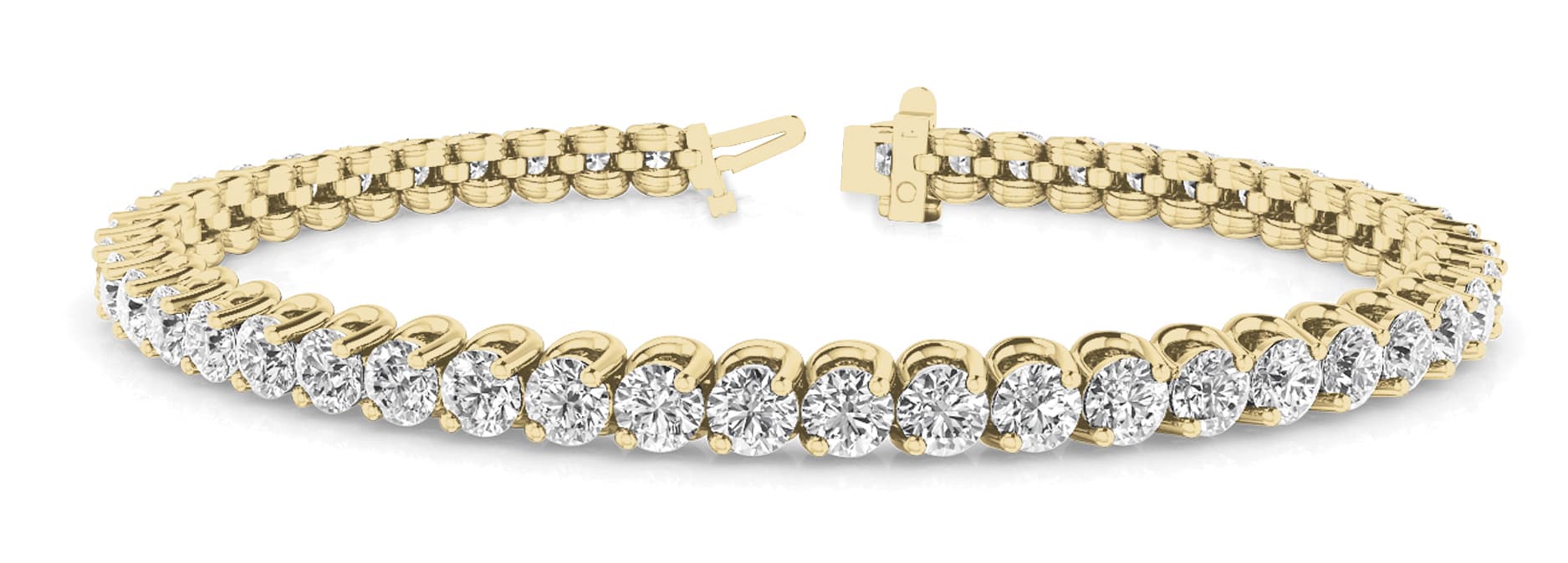 2-Prong Inline Wire Tennis Bracelet (8 3/4 ct. tw.), Front view in yellow gold