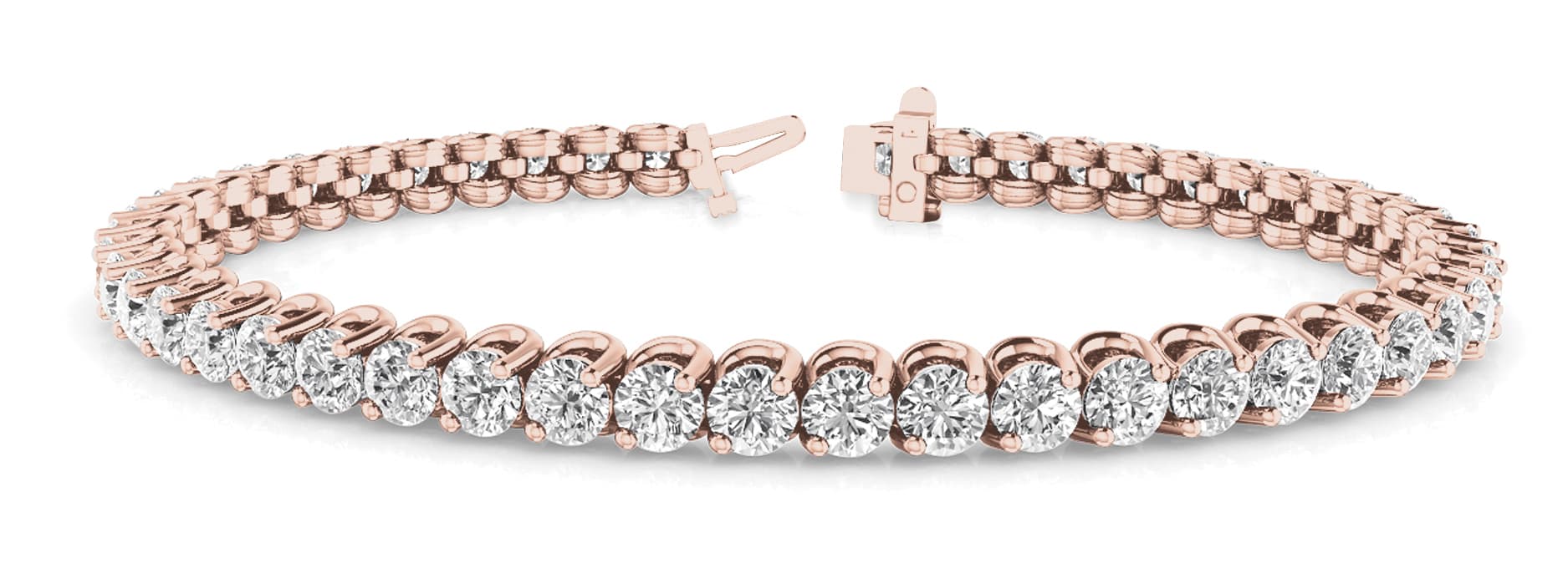 2-Prong Inline Wire Tennis Bracelet (2.04 ct. tw.), Front view in rose gold