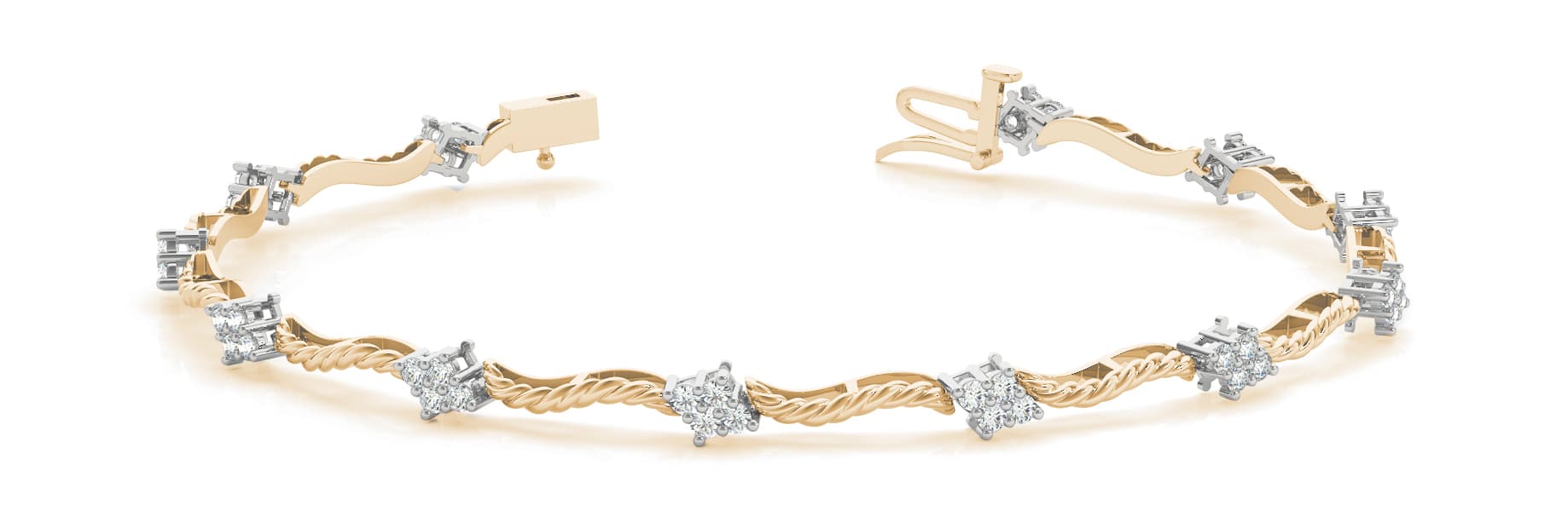 Braided Rope Link Bracelet (1.2 ct. tw.), Front view in yellow gold