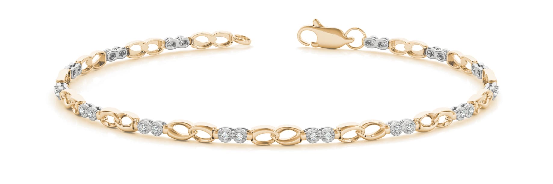 Light Weight Interlock Bracelet (1/8 ct. tw.), Front view in yellow gold
